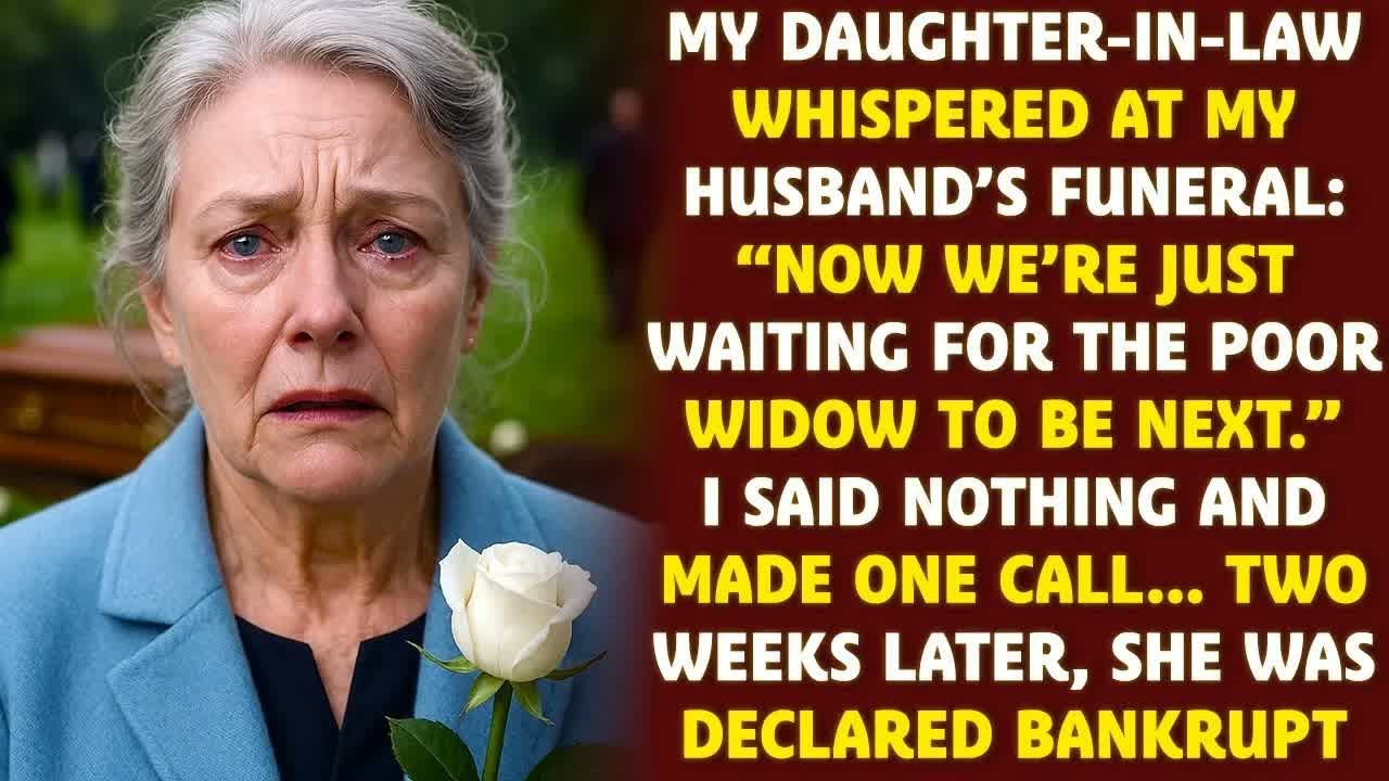 My daughter in law whispered at my husband’s funeral：  “Now we’re just waiting for you＂ So I