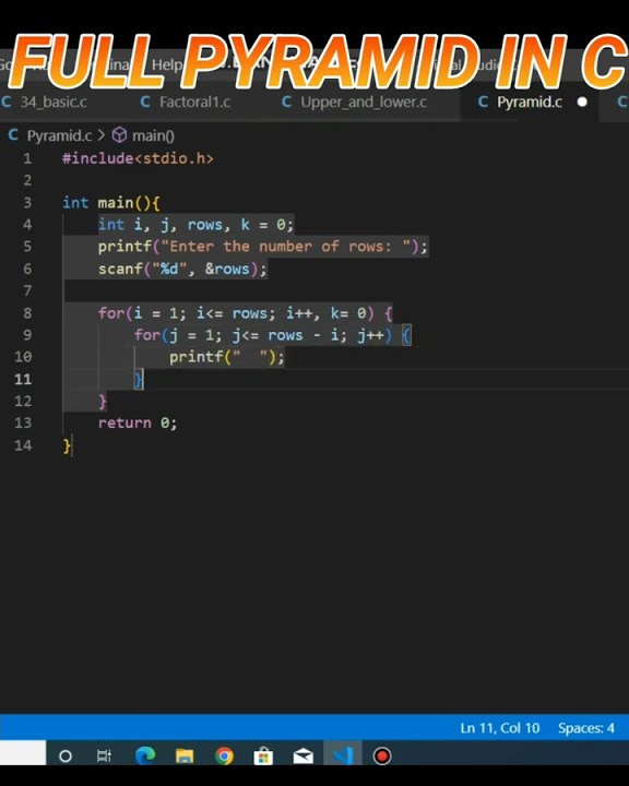 HOW TO PRINT FULL PYRAMID IN C LANGUAGE | STAR PATTERN PYRAMID ...