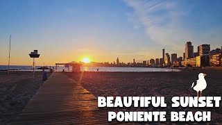 BEAUTIFUL SUNSET VIEW over the Benidorm Coastline!🌊🌅- Poniente Beach - Spain, Costa Blanca 2024 🇪🇸