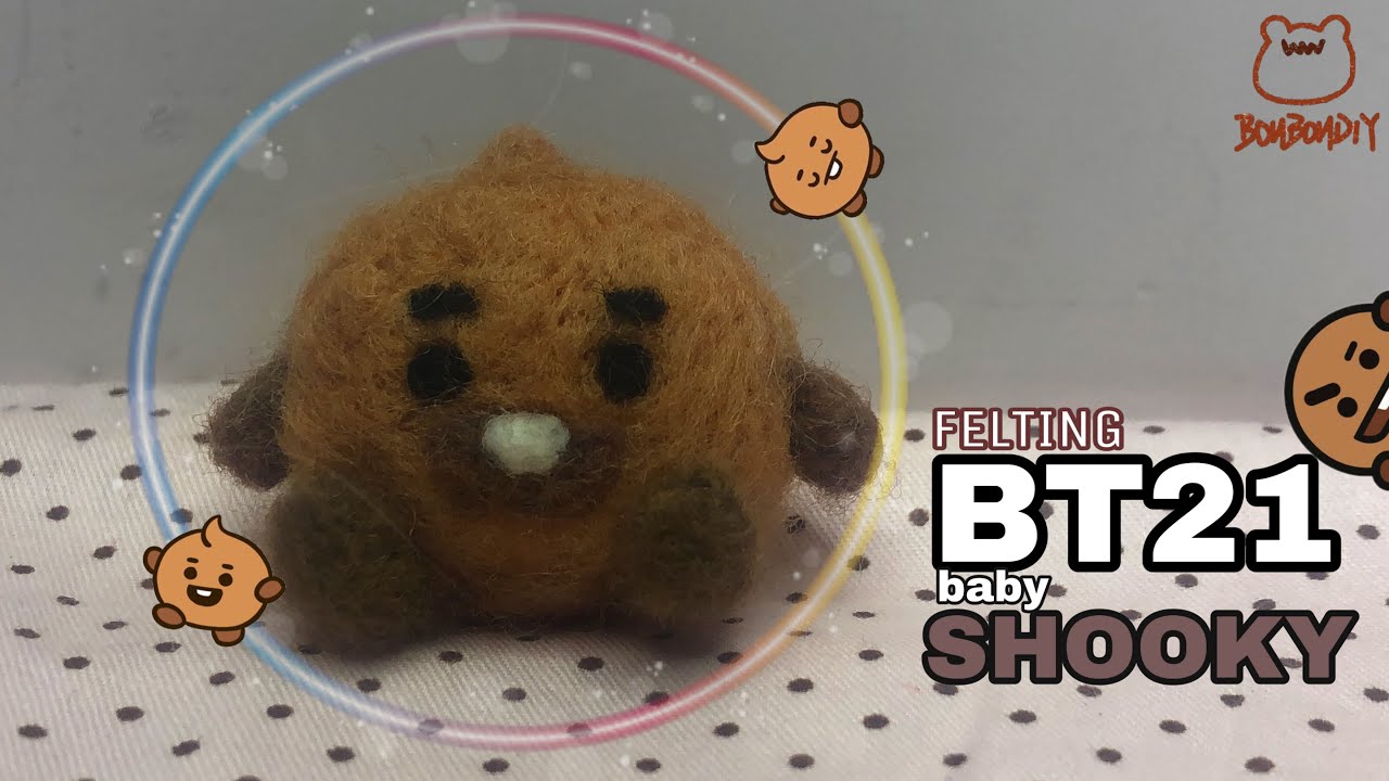 羊毛氈小教室nf Bt21 Baby Shooky 羊毛氈制作過程 How To Make A Baby Shooky Of Bt21 With Needle Felting Youtube
