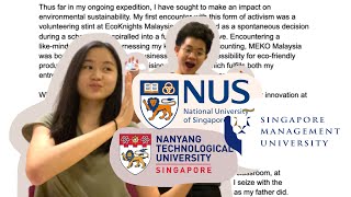NUS, NTU, SMU: Reading our Personal Statements!