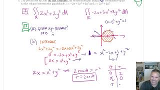 Sp25 Math 126 Final Pages 5 and 6: Double Integral Set Up - Volume and Center of Mass