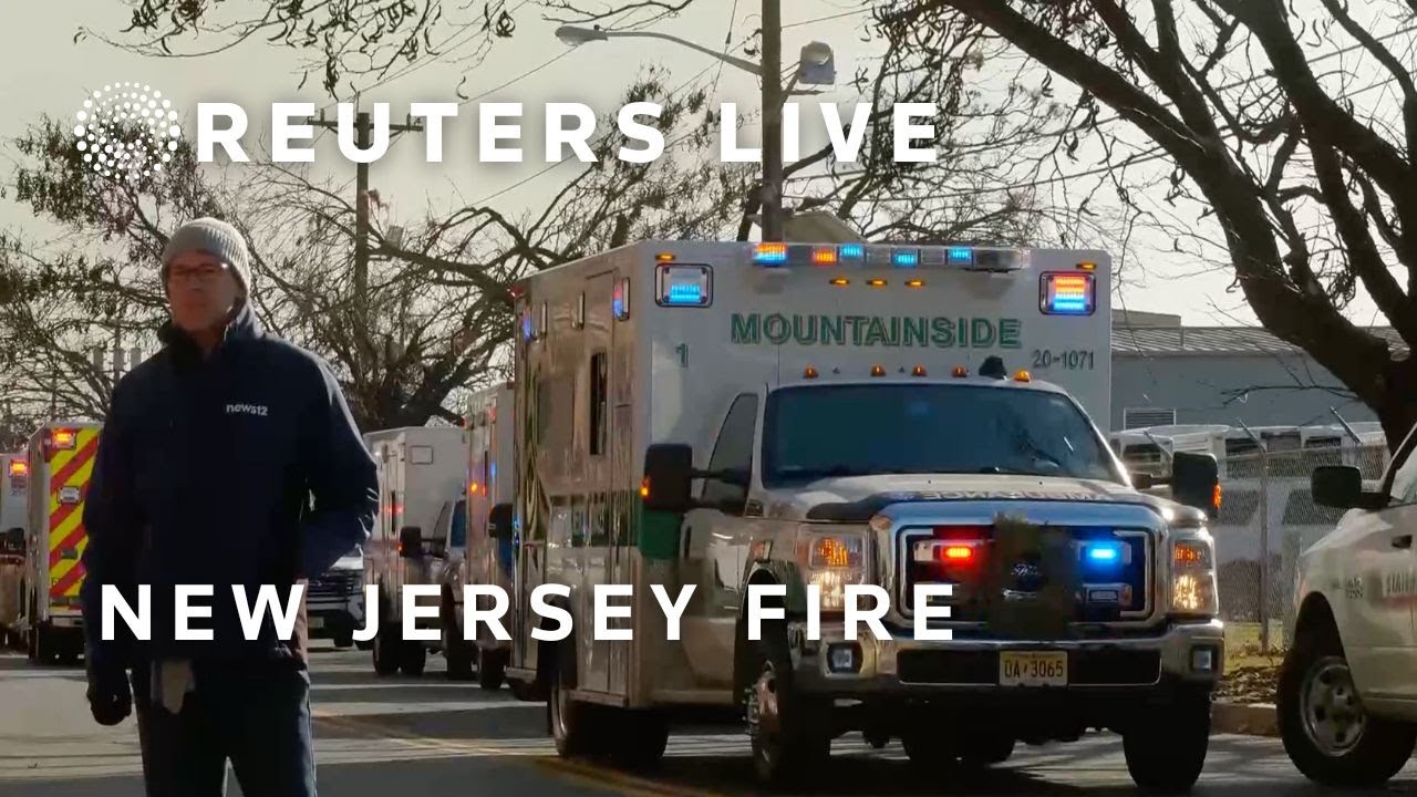 LIVE: Firefighters battle warehouse fire in New Jersey - YouTube