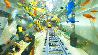 Underwater Lego Train through Aquarium with fish