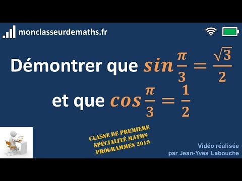 Démontrer que 𝒔𝒊𝒏(𝝅/𝟑)=√𝟑/𝟐 et que 𝒄𝒐𝒔(𝝅/𝟑)=𝟏/𝟐