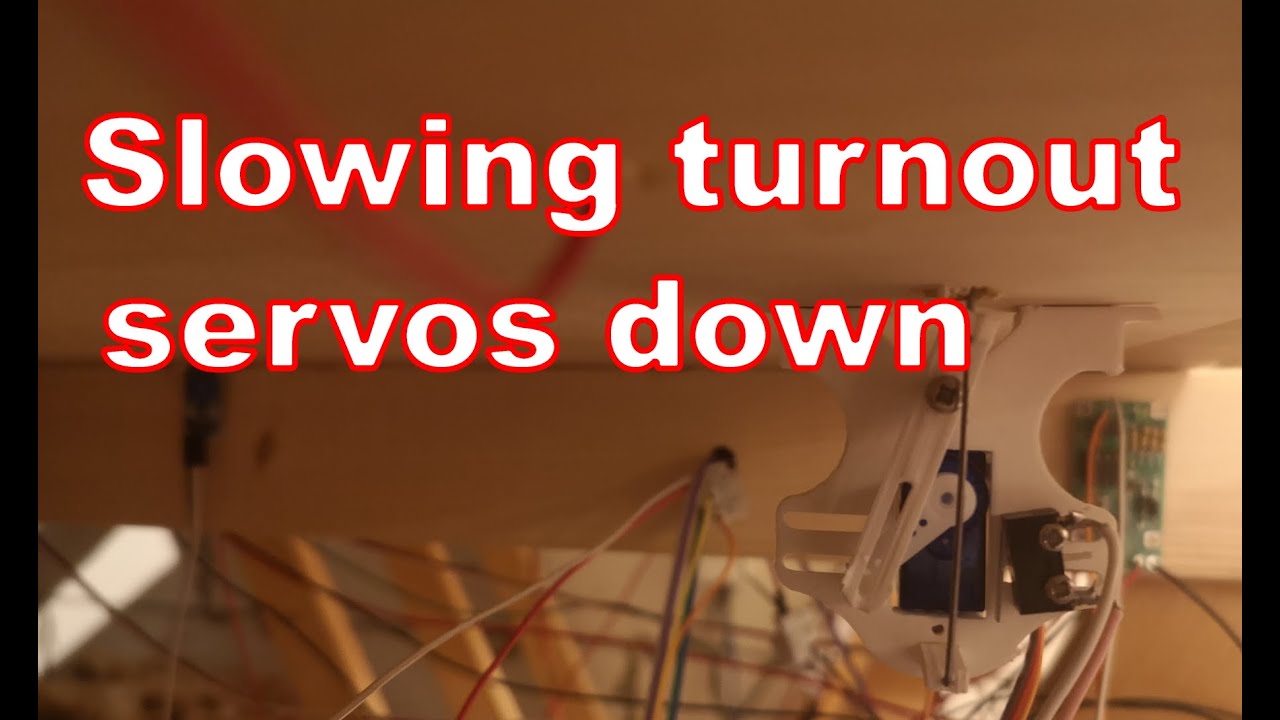 Slowing down turnout servo motors for quieter and more realistic moving
