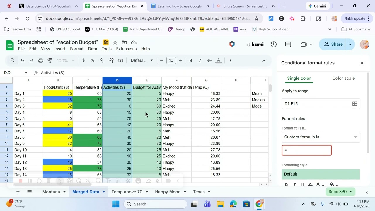 Vacation Budget Step 12