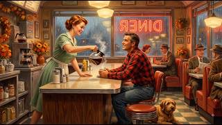 Autumn Rain at a 1954 Roadside Diner | Cozy Vintage Americana Music for Relaxing & Sleep