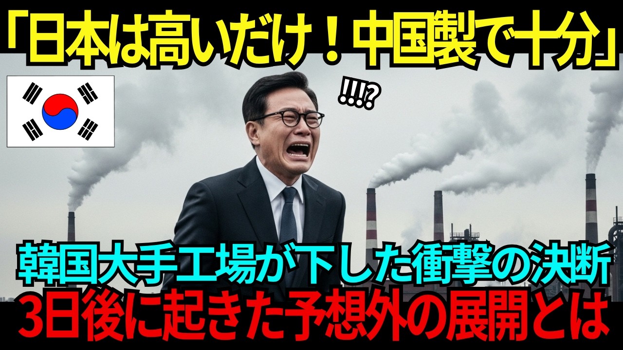 【海外の反応】「中国製でいい、日本に頼るな」韓国最大工場が下した衝撃の決断→３日後に起きた予想外の展開とは