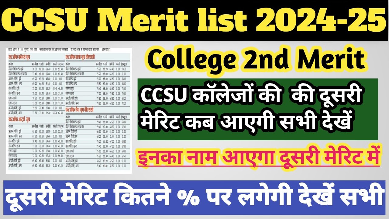 CCSU 2nd Merit list 2024 | CCSU merit list 2024-25 | CCSU college 2nd ...