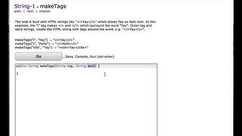 CodingBat makeTags Quick & Easy Solution