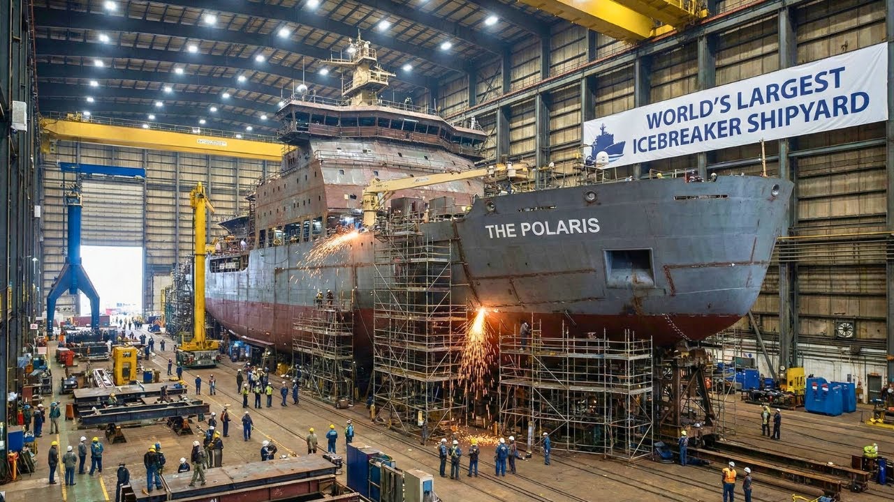 Inside the ICEBREAKER SHIPYARD Factory: How a $1 BILLION Polar-Class Ship CRUSHES 21 Feet of ICE