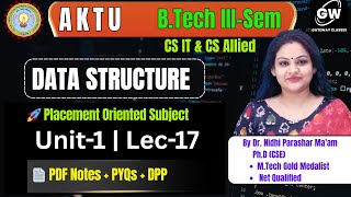 Data Structure Unit-1 Lec-17 I By Dr. Nidhi Parashar Ma'am I Gateway Classes I AKTU