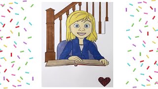 Coloring Riley Reading Inside Out Coloring Page for Kids with Markers Speed Coloring Time Lapse