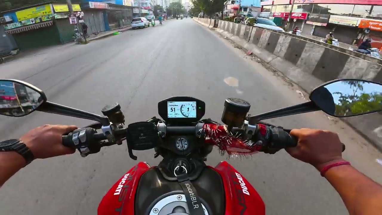 2025 Ducati Monster 937 on Indian road for a morning ride. 4K [RAW ONBOARD POV ASMR CITY RIDE]