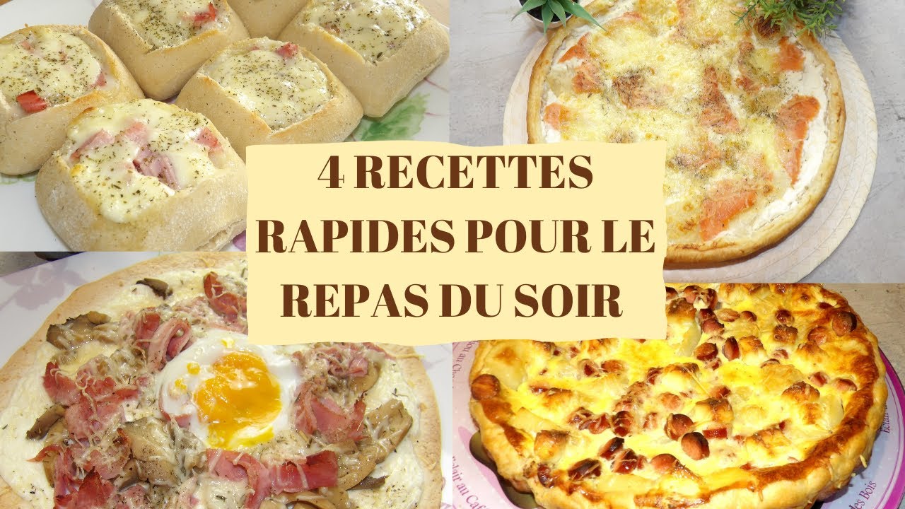 4 Recettes RAPIDES pour le SOIR, Pains Garnis (Quiche, Wrap Pizza