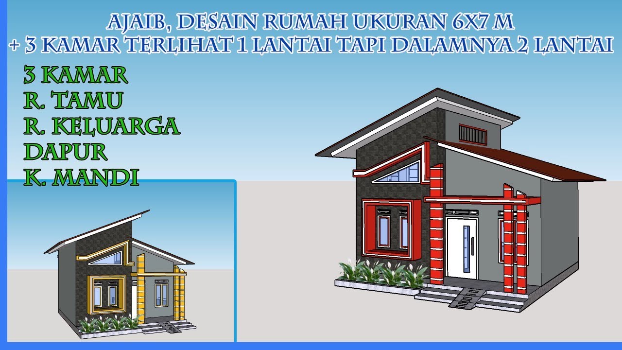 31 Desain rumah 6x7 3 kamar 1 lantai