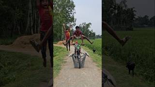 A boy stole a motorcycle with one foot in a hole.4682#funny #automobile