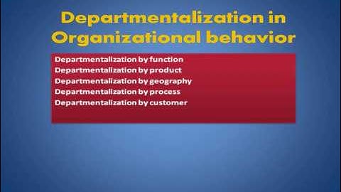 Departmentalization in the organic structure