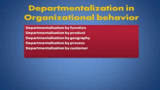 Departmentalization in the organic structure