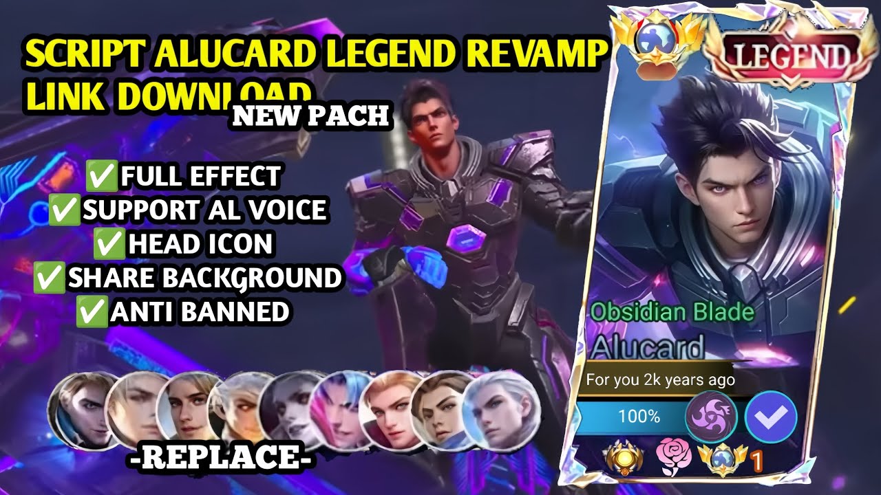 REVAMP!! Script Skin Alucard Legend Revamp -Obsidian Blade No Password | Full Effect Voice | Terbaru