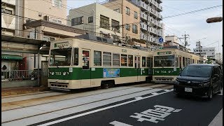 広島電鉄700形703号&700形704号 宇品二丁目発車