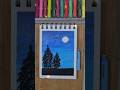 Easy Night Sky Oil Pastel Drawing |Simple Landscape for Beginners#ytshorts #shorts #oilpastel