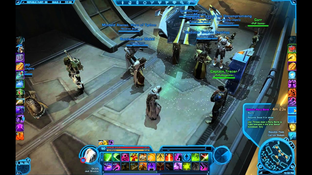 SWTOR Galactic Party Bomb level X social item YouTube