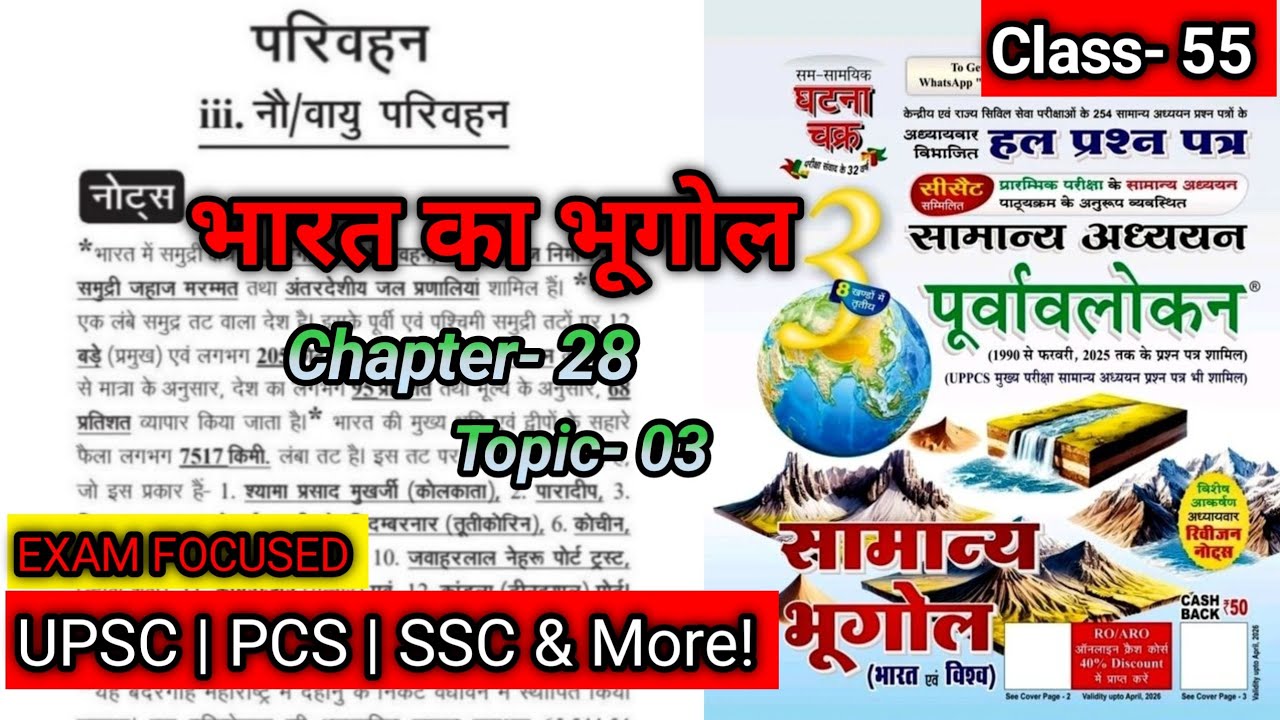 जल एवं वायु परिवहन | अध्याय 28: परिवहन | भारत का भूगोल | घटना चक्र पूर्वावलोकन #studywithdrg
