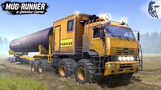Spintires: MudRunner - KAMAZ POLAR FORWARDER Transports Oversized In The Mud