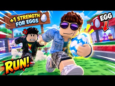 I STOLE HIS EGG 😱😂 | +1 Strength for Eggs Roblox