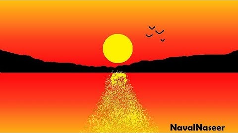 Sunset view in Ms paint / How to draw easy scenery in MS paint