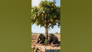 Two elephants saved the mango tree from drying up😭#ai #tree #save#elephant
