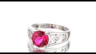 1.75 cts Round Cut Ruby Sterling Silver Ring SR10218 by Peora Jewelry