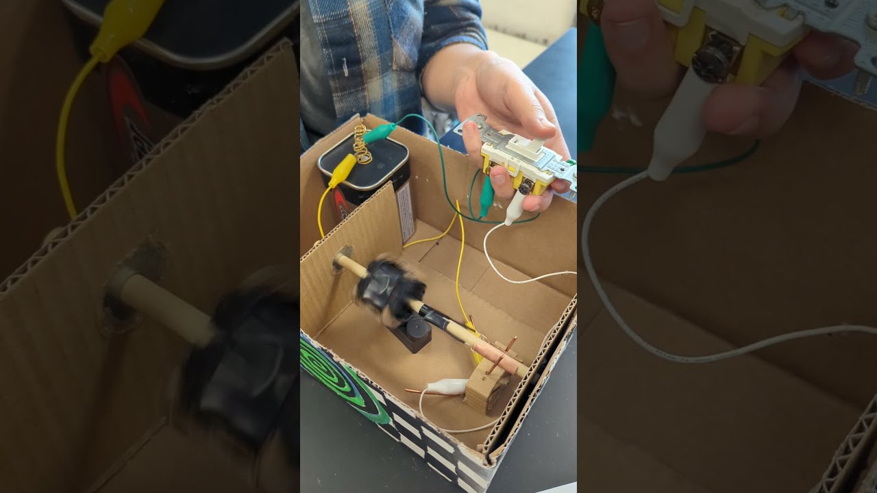 Homemade DIY Electric Motor High School Physics