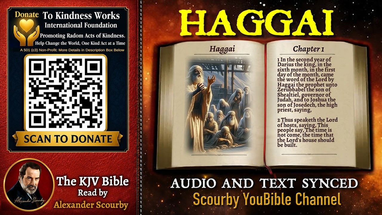 37 | The Book of  HAGGAI (KJV) | Read By Alexander Scourby | AUDIO and TEXT | Synced Together.