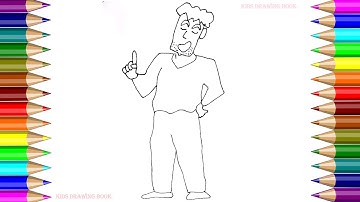 KIDS DRAWING BOOK! HOW TO DRAW HIROSHI NOHARA FROM CRAYON SHIN CHAN CARTOON ! HD NEW 2020
