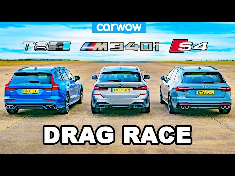 BMW M340i v Audi S4 v Volvo V60 T8 - DRAG RACE