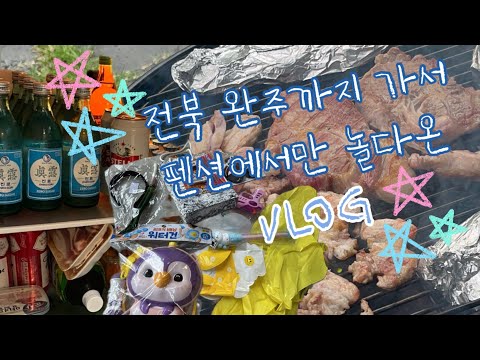 [Vlog] 전북완주까지가서 펜션에서만 놀다온 브이로그 | 마당이수목원펜션 | 물놀이 | 바베큐 | 만취+숙취 | 1박 2일
