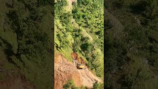 Skillful Excavator Operator Building Mountain Road: Incredible Road Construction
