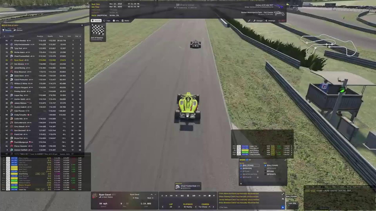 Elite Racing League 2025B Indy Lights Series - Barber & Watkins Glen