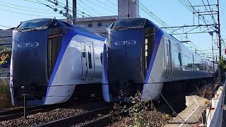 [MHあり！]E353系 S103編成 特急あずさ21号松本行が去った瞬間に、E353系 S116編成 特急かいじ20号新宿行がMHを鳴らしながら西八王子〜八王子間にある天神公園を通過するシーン