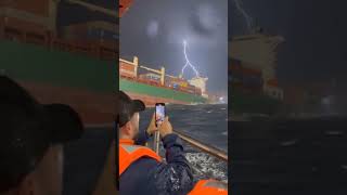 Cargo Ship Sinks During Massive Lightning Storm ⚡🌊#CargoShip #ShipStorm #OceanStorm #LightningStrike