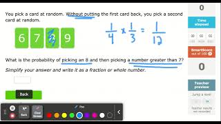 IXL - Probability of independent and dependent events (Algebra 1 practice)