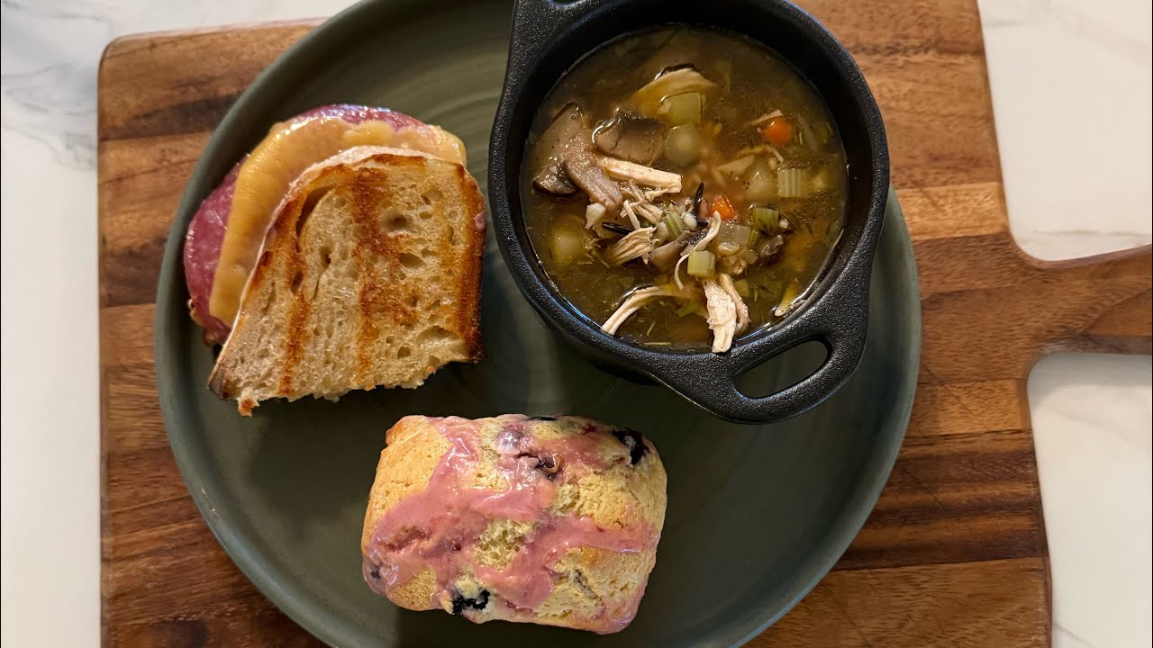 Chicken and Wild Rice Soup, and Blueberry Mini Loaves