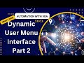Dynamic User Menu Interface Part 2