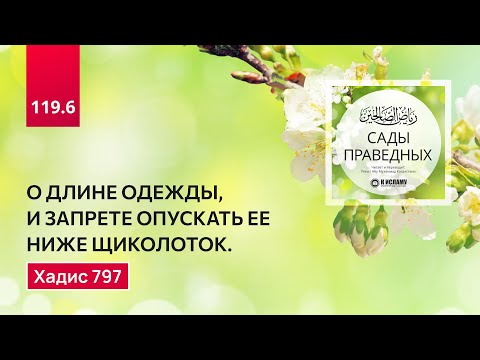 119.6 Сады праведных. О ДЛИНЕ ОДЕЖДЫ, И ЗАПРЕТЕ ОПУСКАТЬ ЕЕ НИЖЕ ЩИКОЛОТОК. Хадисы 797