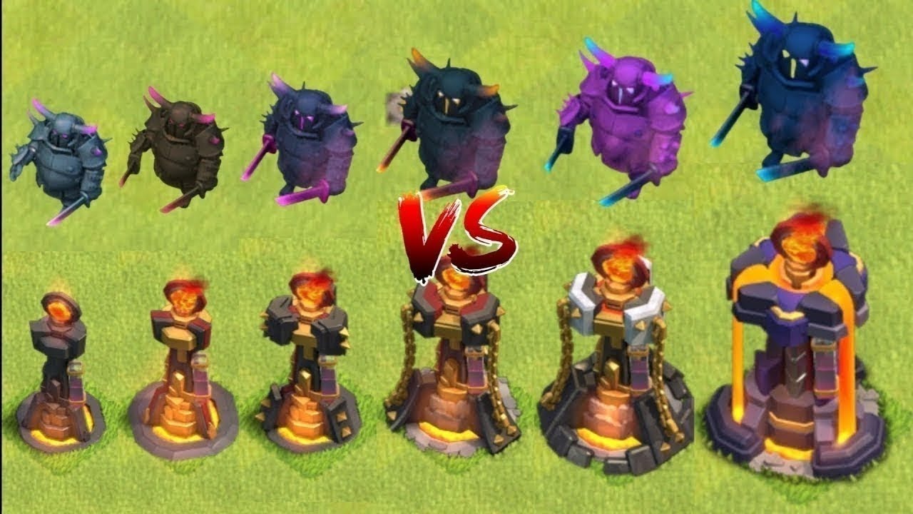 Every level inferno tower vs every level pekka attack clashofclans game 