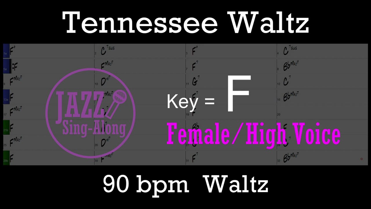 Tennessee Waltz - with Intro + Lyrics in F (Female) - Jazz Sing