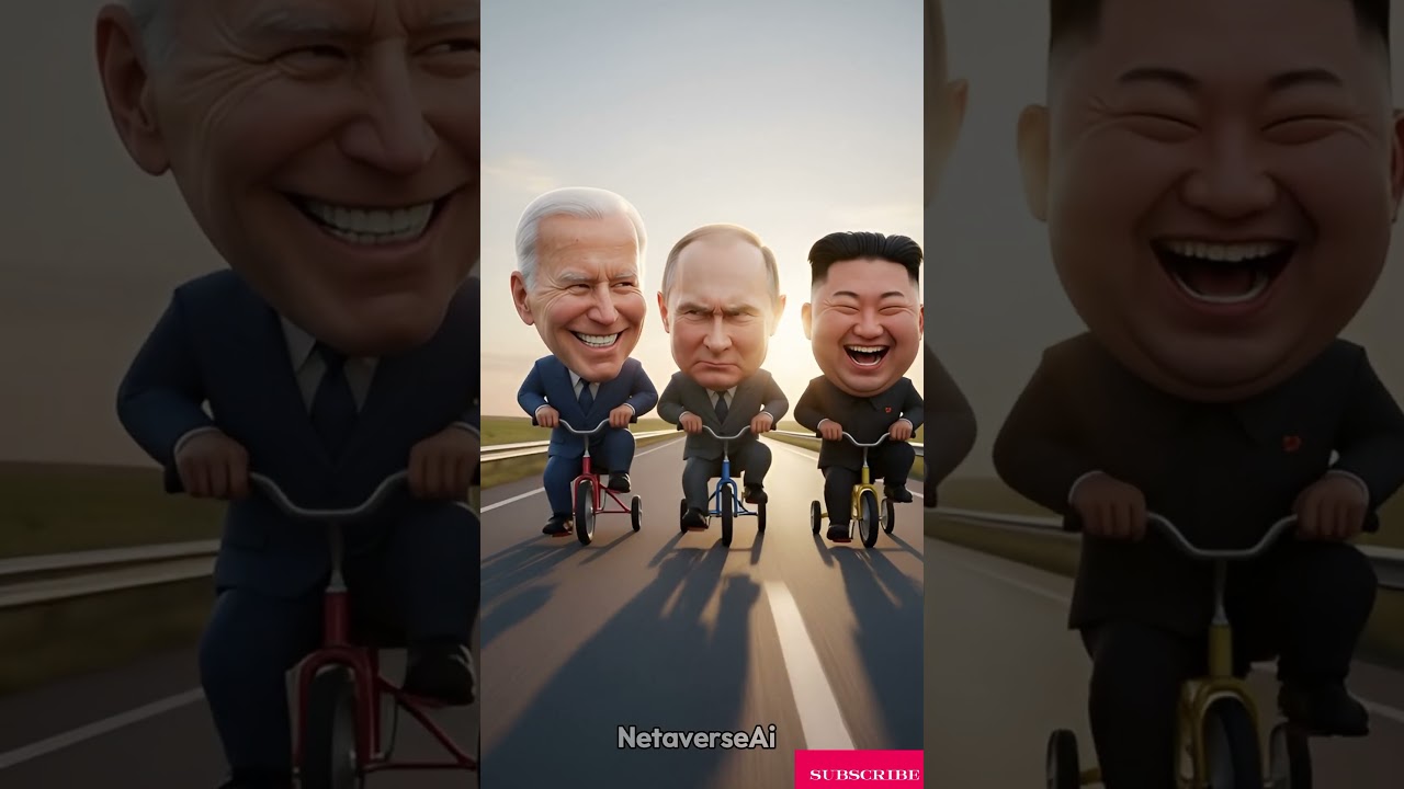 Biden vs Putin vs Kim Jong Un Funny Cycle Race 🚲💀 AI Shorts